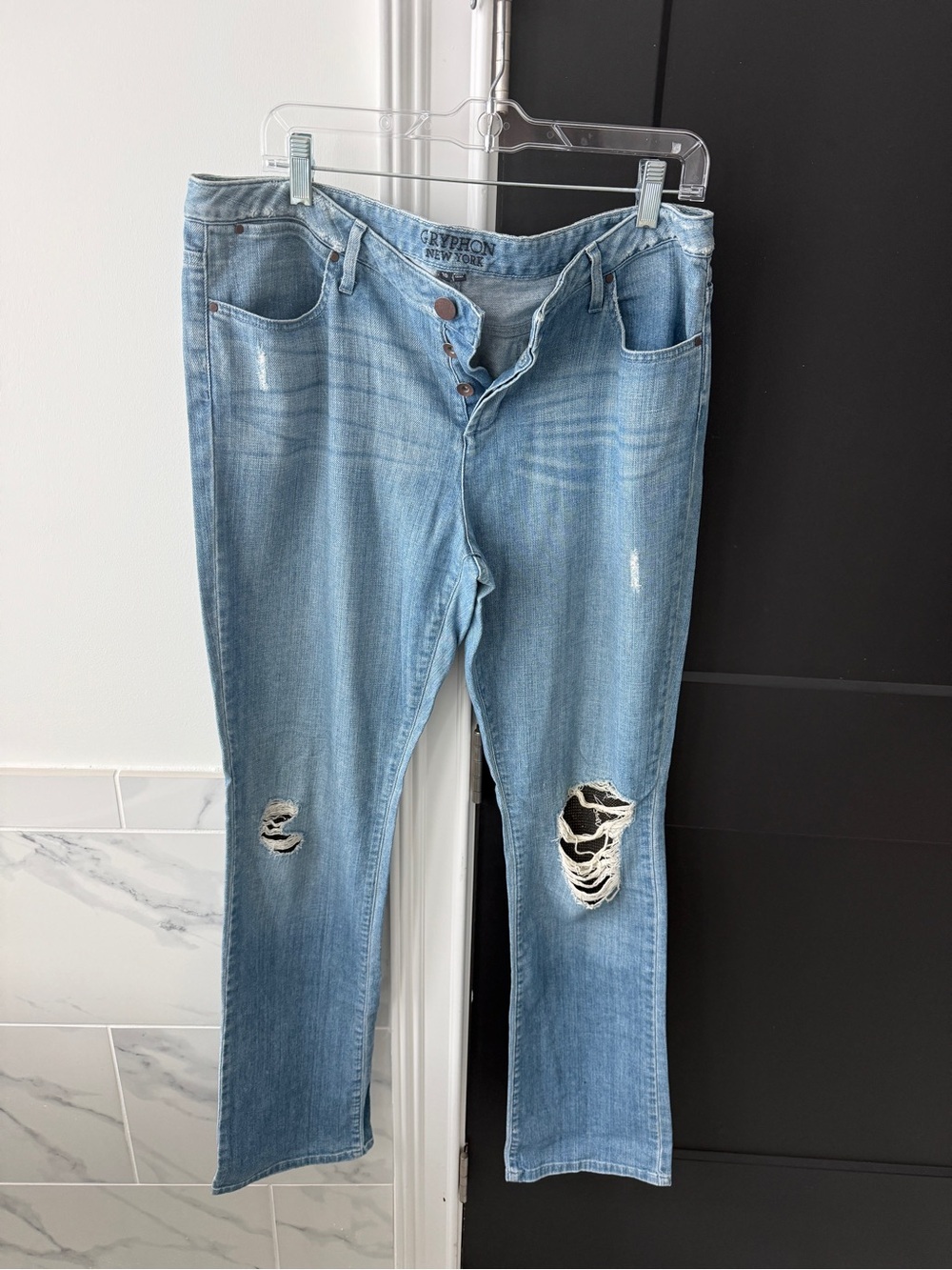 Gryphon Light Blue Distressed Straight-Leg Jeans